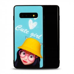 Galaxy S10+ (Plus) Design Tempered Glass Hybrid Case (Cute Girl)